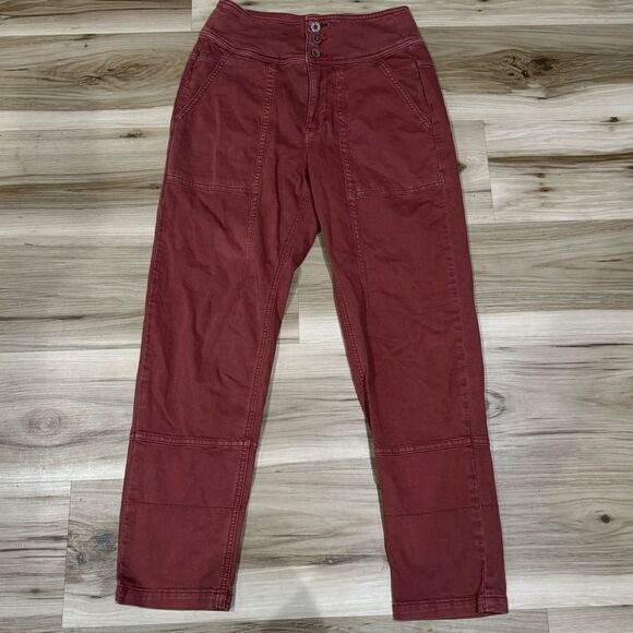 Anthropologie Red Cargo Relaxed Pants Women’s 0 - Picture 1 of 4